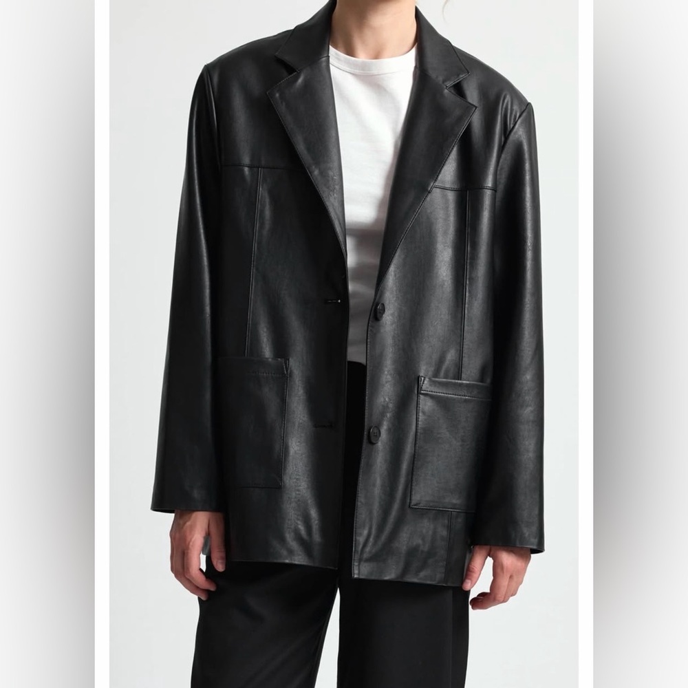 Almina Concept Oversized Faux Leather Jacket Black